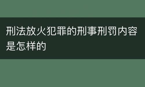 刑法放火犯罪的刑事刑罚内容是怎样的