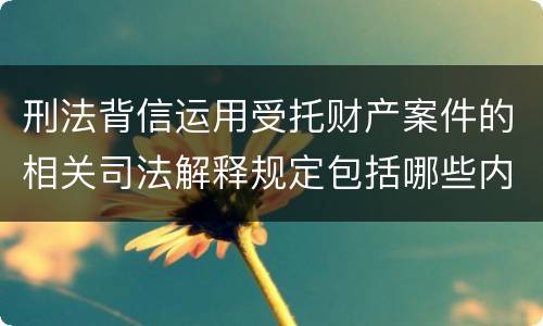 刑法背信运用受托财产案件的相关司法解释规定包括哪些内容