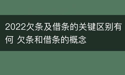 2022欠条及借条的关键区别有何 欠条和借条的概念