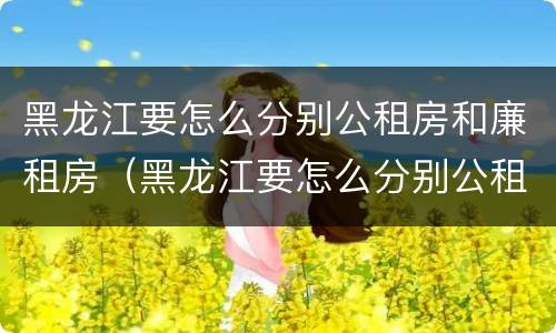 黑龙江要怎么分别公租房和廉租房（黑龙江要怎么分别公租房和廉租房呢）