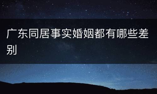 广东同居事实婚姻都有哪些差别