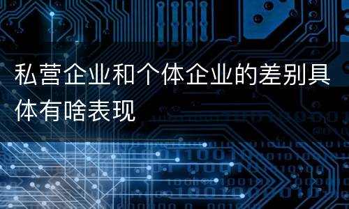 私营企业和个体企业的差别具体有啥表现
