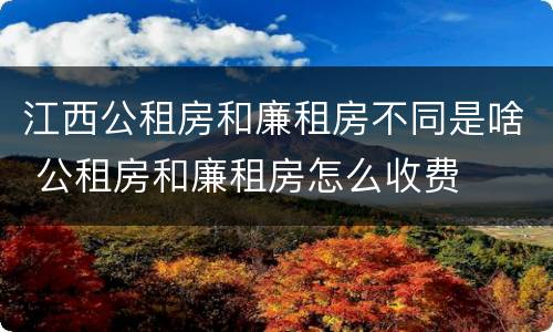 江西公租房和廉租房不同是啥 公租房和廉租房怎么收费