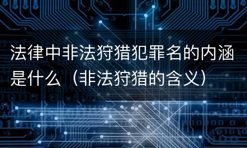 法律中非法狩猎犯罪名的内涵是什么（非法狩猎的含义）