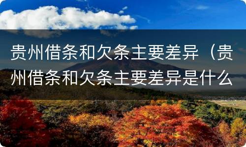 贵州借条和欠条主要差异（贵州借条和欠条主要差异是什么）