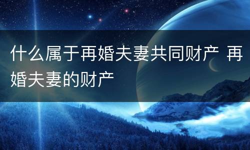 什么属于再婚夫妻共同财产 再婚夫妻的财产