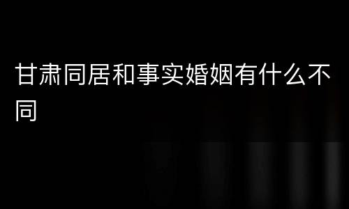 甘肃同居和事实婚姻有什么不同
