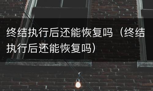 终结执行后还能恢复吗（终结执行后还能恢复吗）