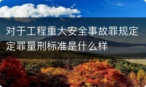 对于工程重大安全事故罪规定定罪量刑标准是什么样