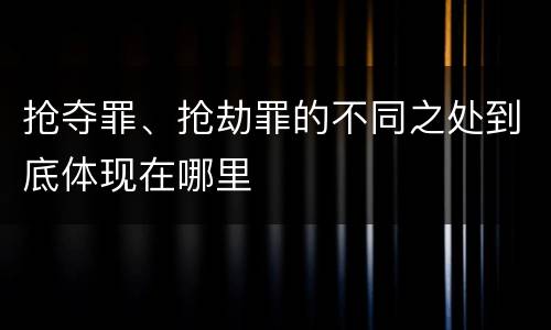 抢夺罪、抢劫罪的不同之处到底体现在哪里