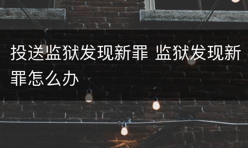 投送监狱发现新罪 监狱发现新罪怎么办