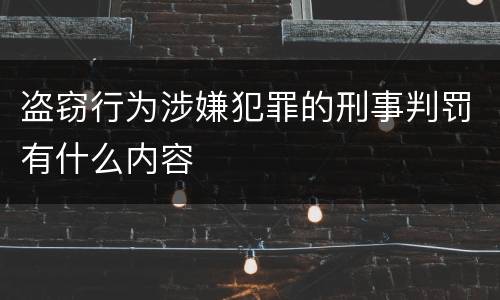 盗窃行为涉嫌犯罪的刑事判罚有什么内容