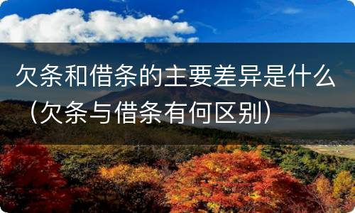 欠条和借条的主要差异是什么（欠条与借条有何区别）