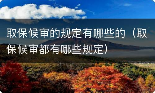 取保候审的规定有哪些的（取保候审都有哪些规定）