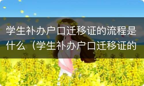 学生补办户口迁移证的流程是什么（学生补办户口迁移证的流程是什么呢）