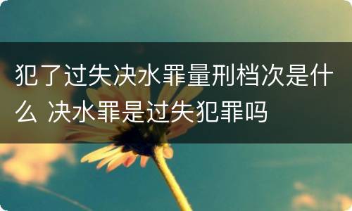 犯了过失决水罪量刑档次是什么 决水罪是过失犯罪吗