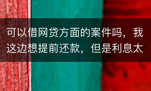 可以借网贷方面的案件吗，我这边想提前还款，但是利息太高