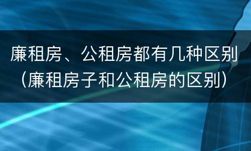 廉租房、公租房都有几种区别（廉租房子和公租房的区别）