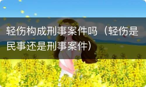 轻伤构成刑事案件吗（轻伤是民事还是刑事案件）