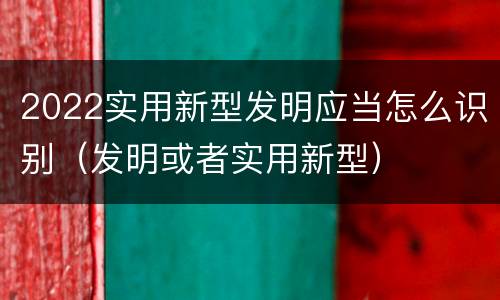 2022实用新型发明应当怎么识别（发明或者实用新型）