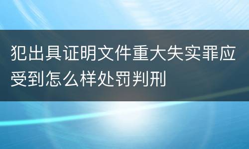 犯出具证明文件重大失实罪应受到怎么样处罚判刑