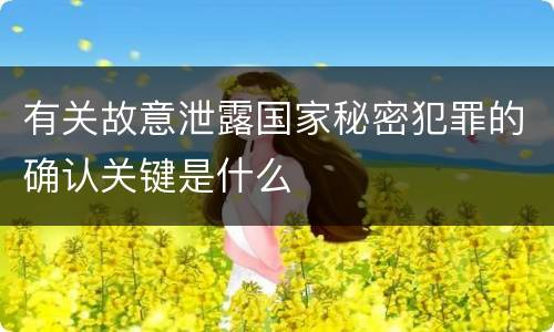 有关故意泄露国家秘密犯罪的确认关键是什么