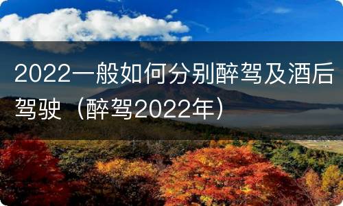 2022一般如何分别醉驾及酒后驾驶（醉驾2022年）