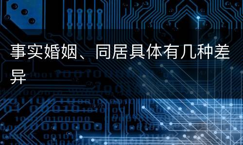 事实婚姻、同居具体有几种差异