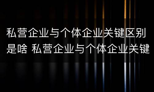 私营企业与个体企业关键区别是啥 私营企业与个体企业关键区别是啥呀