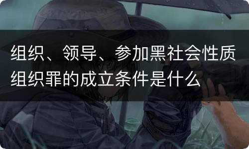 组织、领导、参加黑社会性质组织罪的成立条件是什么