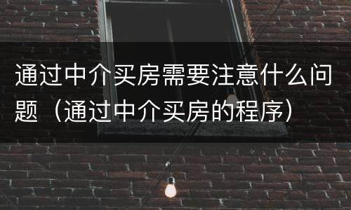 通过中介买房需要注意什么问题(通过中介买房的程序)