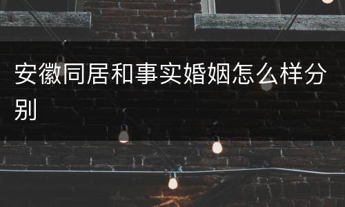 安徽同居和事实婚姻怎么样分别