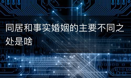 同居和事实婚姻的主要不同之处是啥