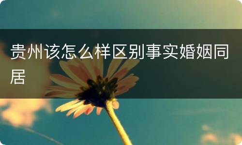 贵州该怎么样区别事实婚姻同居