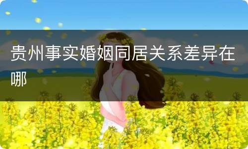 贵州事实婚姻同居关系差异在哪