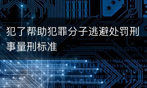 犯了帮助犯罪分子逃避处罚刑事量刑标准