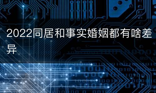 2022同居和事实婚姻都有啥差异