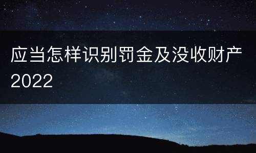 应当怎样识别罚金及没收财产2022