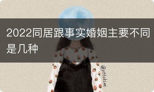 2022同居跟事实婚姻主要不同是几种