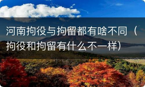河南拘役与拘留都有啥不同（拘役和拘留有什么不一样）