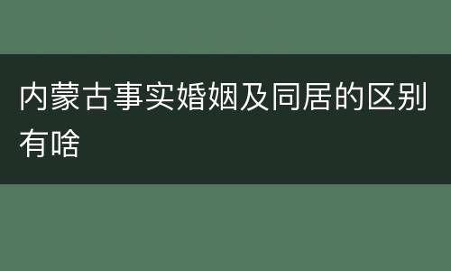 内蒙古事实婚姻及同居的区别有啥
