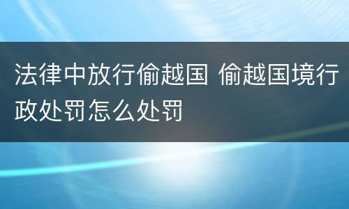 法律中放行偷越国 偷越国境行政处罚怎么处罚