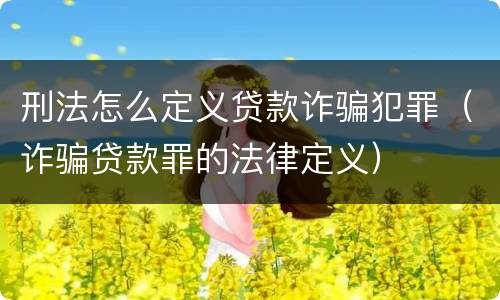刑法怎么定义贷款诈骗犯罪（诈骗贷款罪的法律定义）