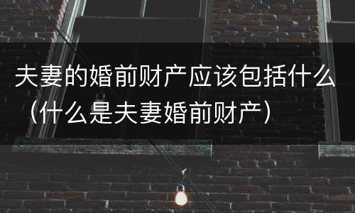 夫妻的婚前财产应该包括什么（什么是夫妻婚前财产）