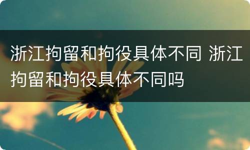 浙江拘留和拘役具体不同 浙江拘留和拘役具体不同吗
