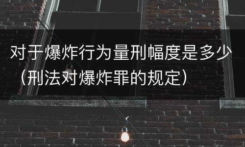 对于爆炸行为量刑幅度是多少（刑法对爆炸罪的规定）
