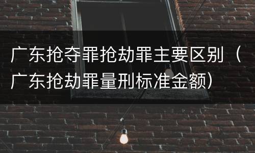 广东抢夺罪抢劫罪主要区别（广东抢劫罪量刑标准金额）