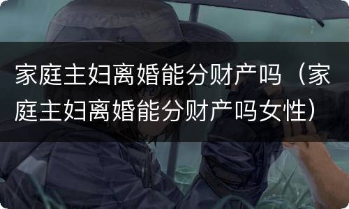 家庭主妇离婚能分财产吗（家庭主妇离婚能分财产吗女性）