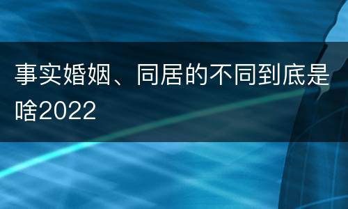 事实婚姻、同居的不同到底是啥2022