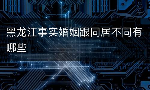 黑龙江事实婚姻跟同居不同有哪些